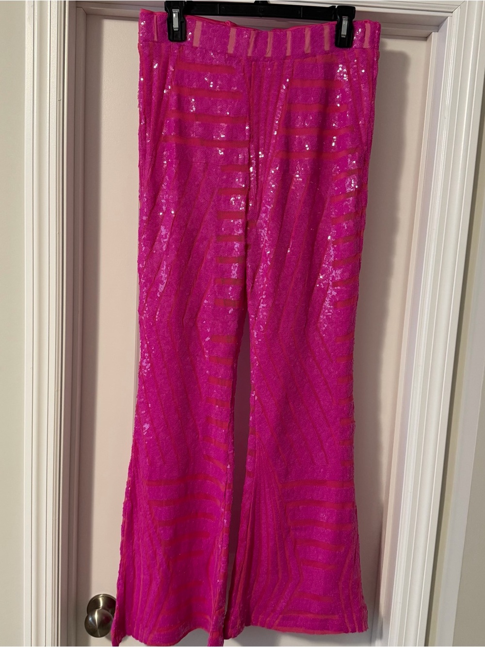Fuchsia Sequin Wide-Leg Skirt